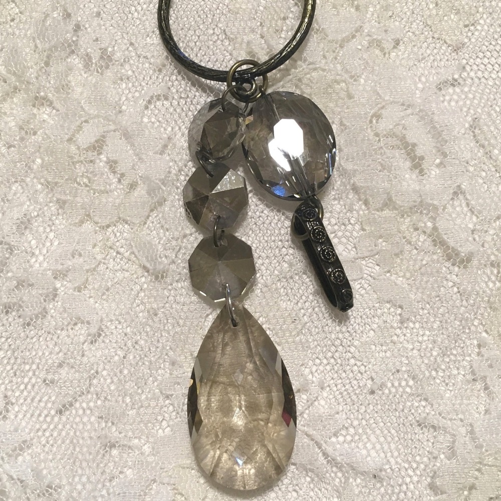 Faceted Bead Pendant Necklace Dark Gold tone